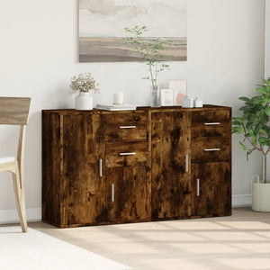 vidaXL Sideboards 2 pcs Smoked Oak 60x31x70 cm Engineered Wood