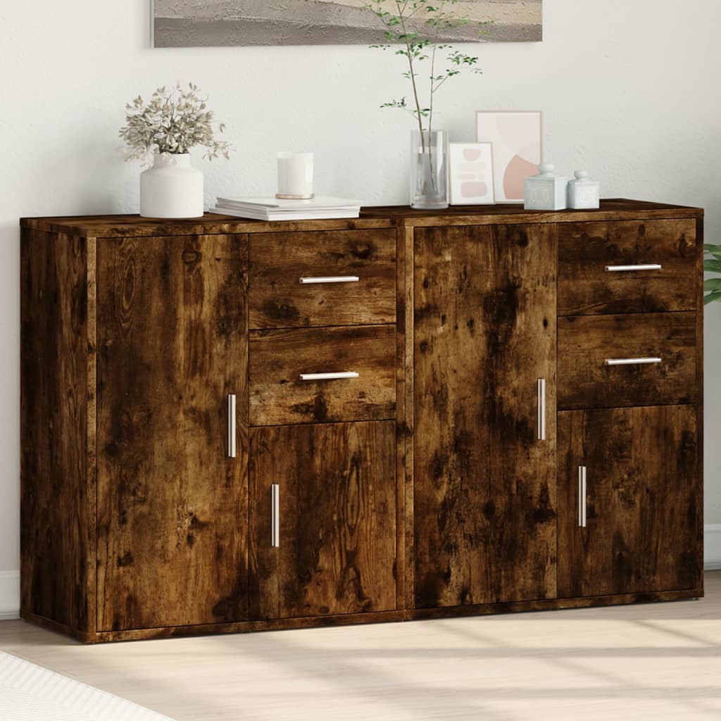 vidaXL Sideboards 2 pcs Smoked Oak 60x31x70 cm Engineered Wood