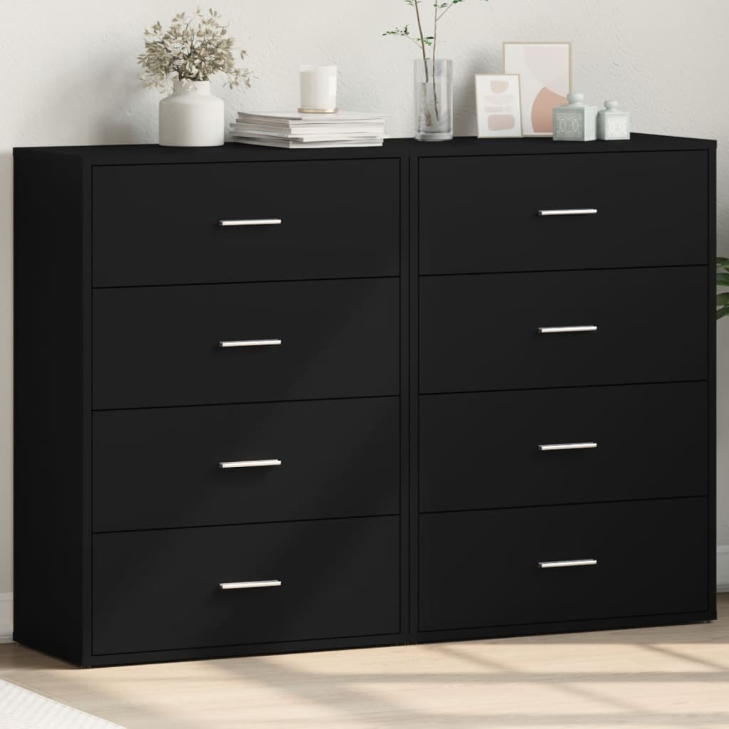 vidaXL Sideboards 2 pcs Black 60x31x84 cm Engineered Wood