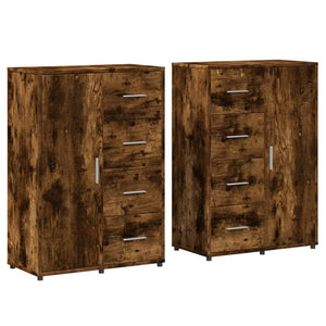 vidaXL Sideboards 2 pcs Smoked Oak 60x31x84 cm Engineered Wood