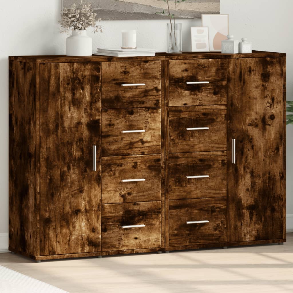 vidaXL Sideboards 2 pcs Smoked Oak 60x31x84 cm Engineered Wood