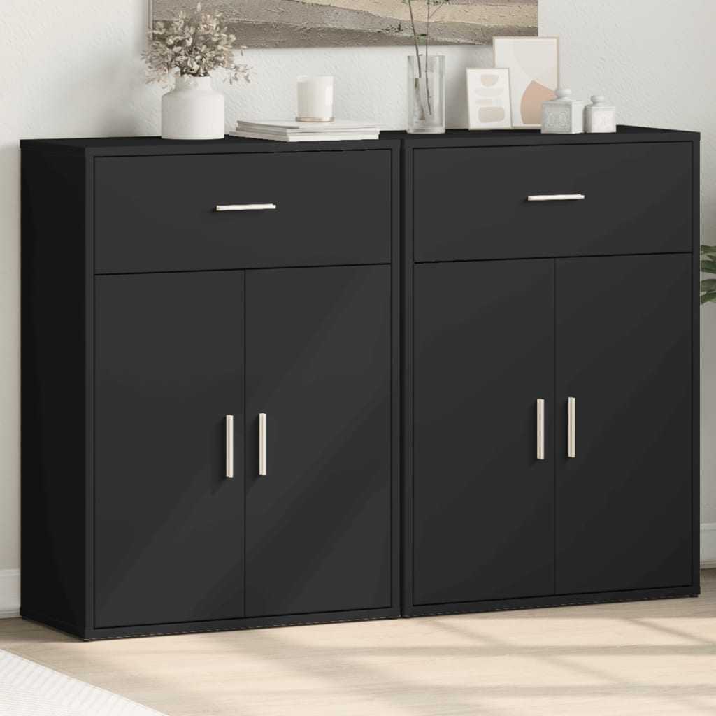 vidaXL Sideboards 2 pcs Black 60x30x84 cm Engineered Wood