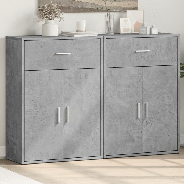 vidaXL Sideboards 2 pcs Concrete Grey 60x30x84 cm Engineered Wood