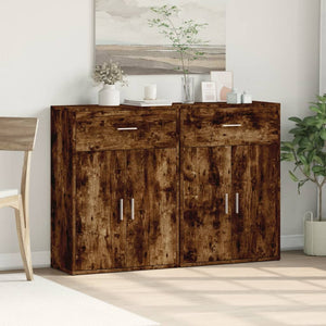 vidaXL Sideboards 2 pcs Smoked Oak 60x30x84 cm Engineered Wood