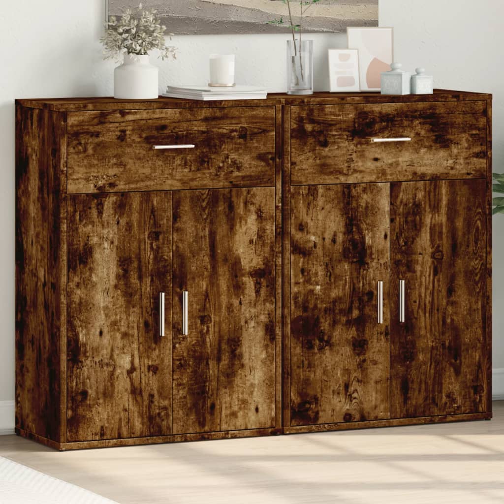 vidaXL Sideboards 2 pcs Smoked Oak 60x30x84 cm Engineered Wood