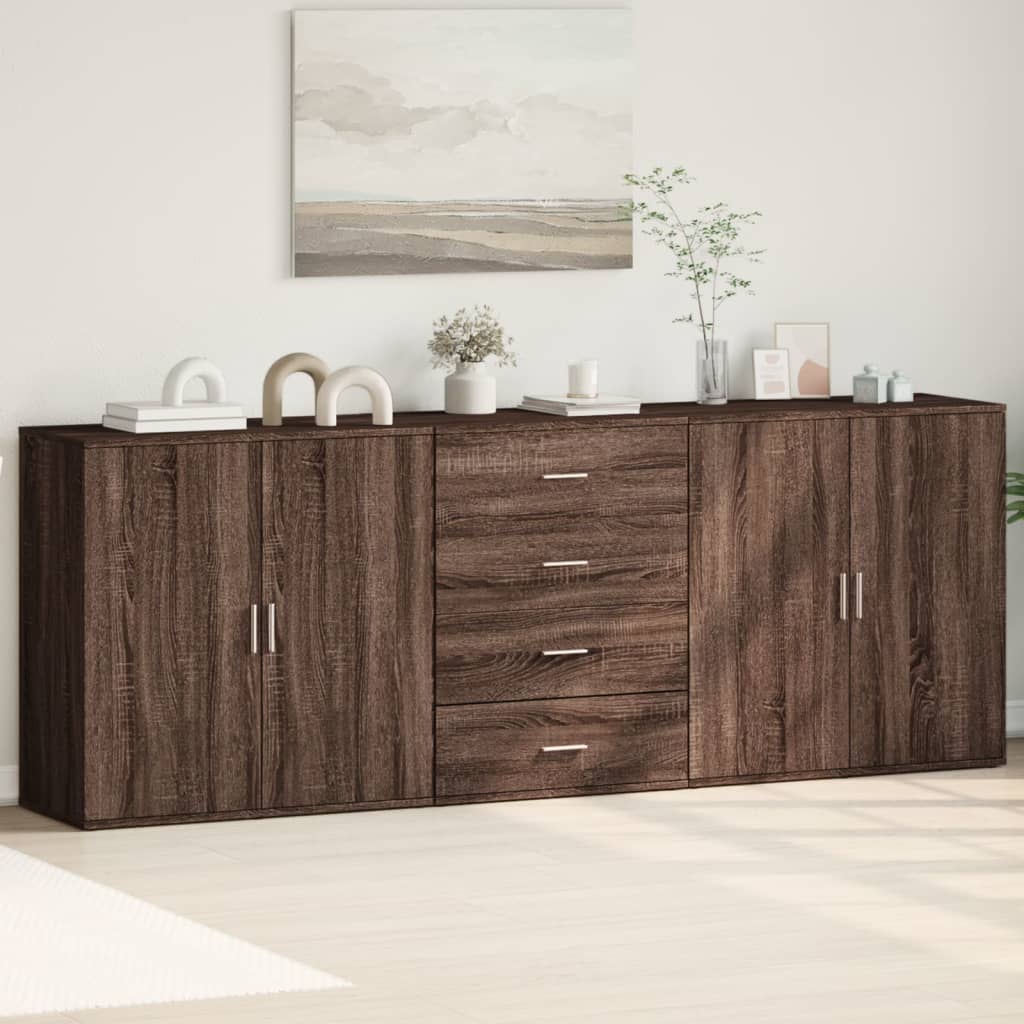 vidaXL Sideboards 3 pcs Brown Oak Engineered Wood