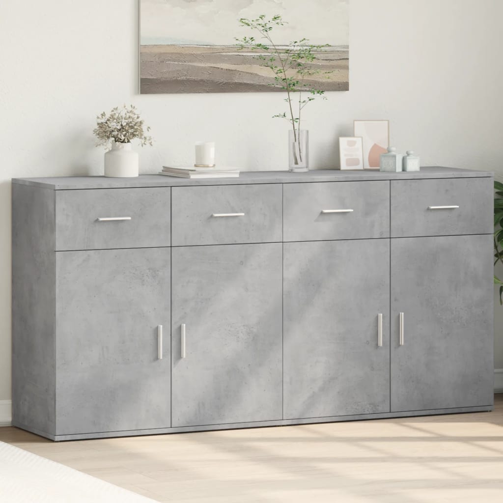 vidaXL Sideboards 2 pcs Concrete Grey 79x38x80 cm Engineered Wood