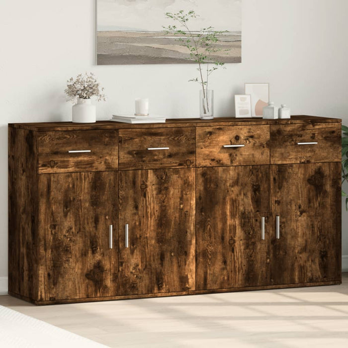 vidaXL Sideboards 2 pcs Smoked Oak 79x38x80 cm Engineered Wood