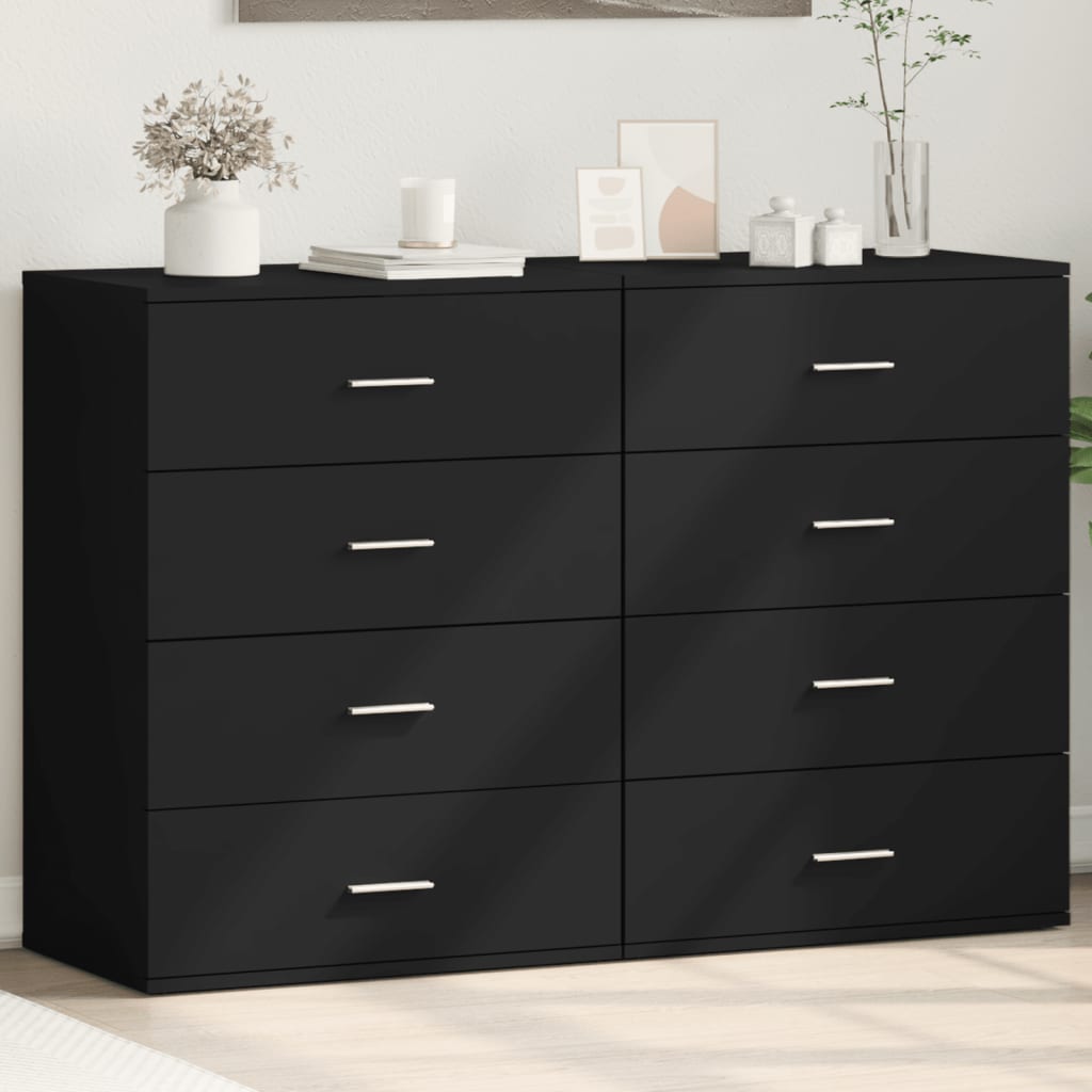 vidaXL Sideboards 2 pcs Black 60x39x80 cm Engineered Wood