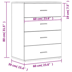 vidaXL Sideboards 2 pcs Concrete Grey 60x39x80 cm Engineered Wood