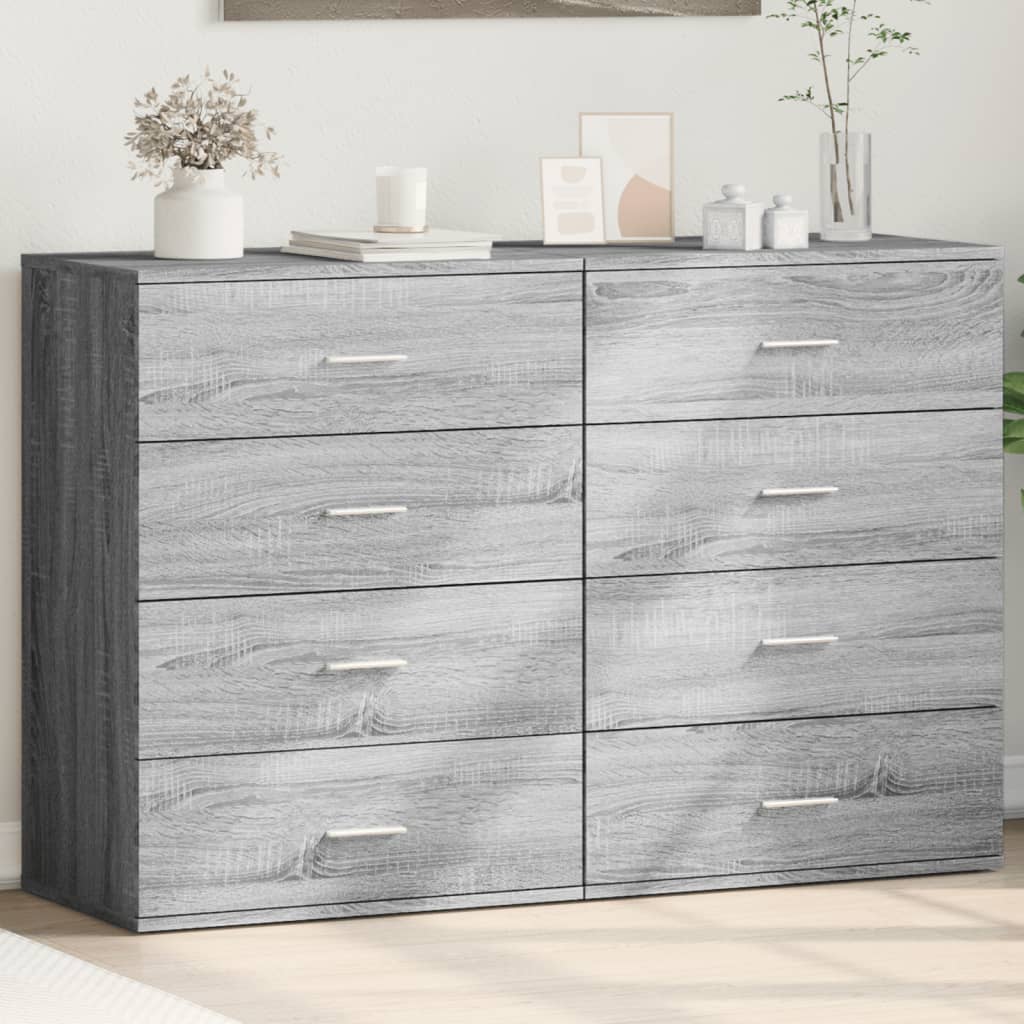 vidaXL Sideboards 2 pcs Grey Sonoma 60x39x80 cm Engineered Wood