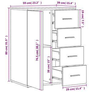 vidaXL Sideboards 2 pcs White 59x39x80 cm Engineered Wood