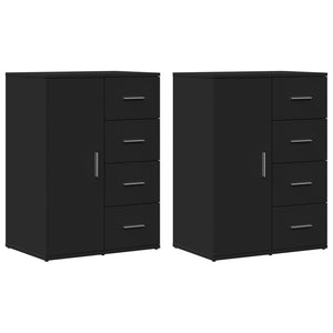 vidaXL Sideboards 2 pcs Black 59x39x80 cm Engineered Wood