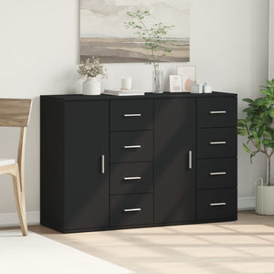 vidaXL Sideboards 2 pcs Black 59x39x80 cm Engineered Wood