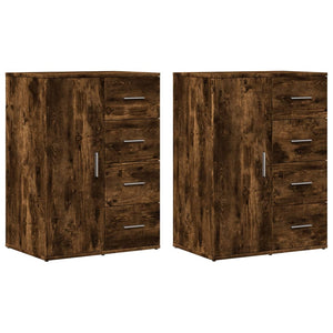 vidaXL Sideboards 2 pcs Smoked Oak 59x39x80 cm Engineered Wood