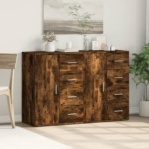 vidaXL Sideboards 2 pcs Smoked Oak 59x39x80 cm Engineered Wood