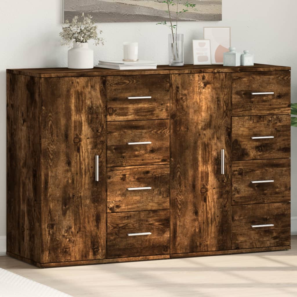 vidaXL Sideboards 2 pcs Smoked Oak 59x39x80 cm Engineered Wood