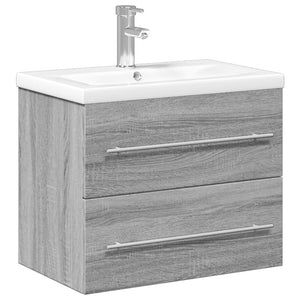 vidaXL Bathroom Sink Cabinet with Built-in Basin Grey Sonoma