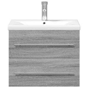 vidaXL Bathroom Sink Cabinet with Built-in Basin Grey Sonoma