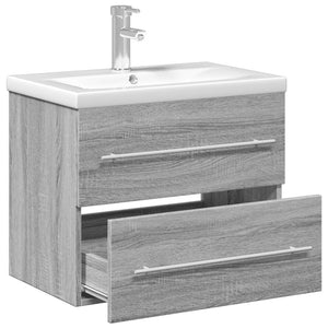 vidaXL Bathroom Sink Cabinet with Built-in Basin Grey Sonoma