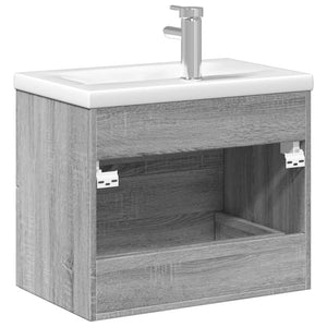 vidaXL Bathroom Sink Cabinet with Built-in Basin Grey Sonoma