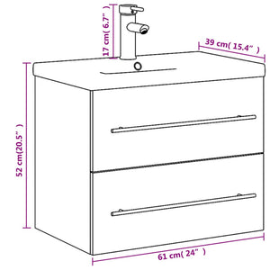 vidaXL Bathroom Sink Cabinet with Built-in Basin Grey Sonoma