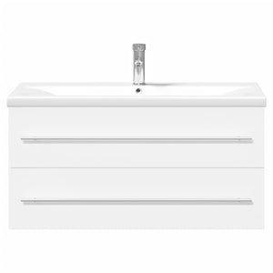 vidaXL Bathroom Sink Cabinet with Built-in Basin White