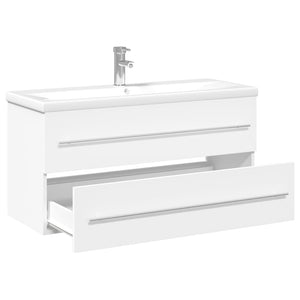 vidaXL Bathroom Sink Cabinet with Built-in Basin White