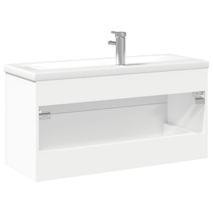 vidaXL Bathroom Sink Cabinet with Built-in Basin White