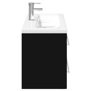 vidaXL Bathroom Sink Cabinet with Built-in Basin Black