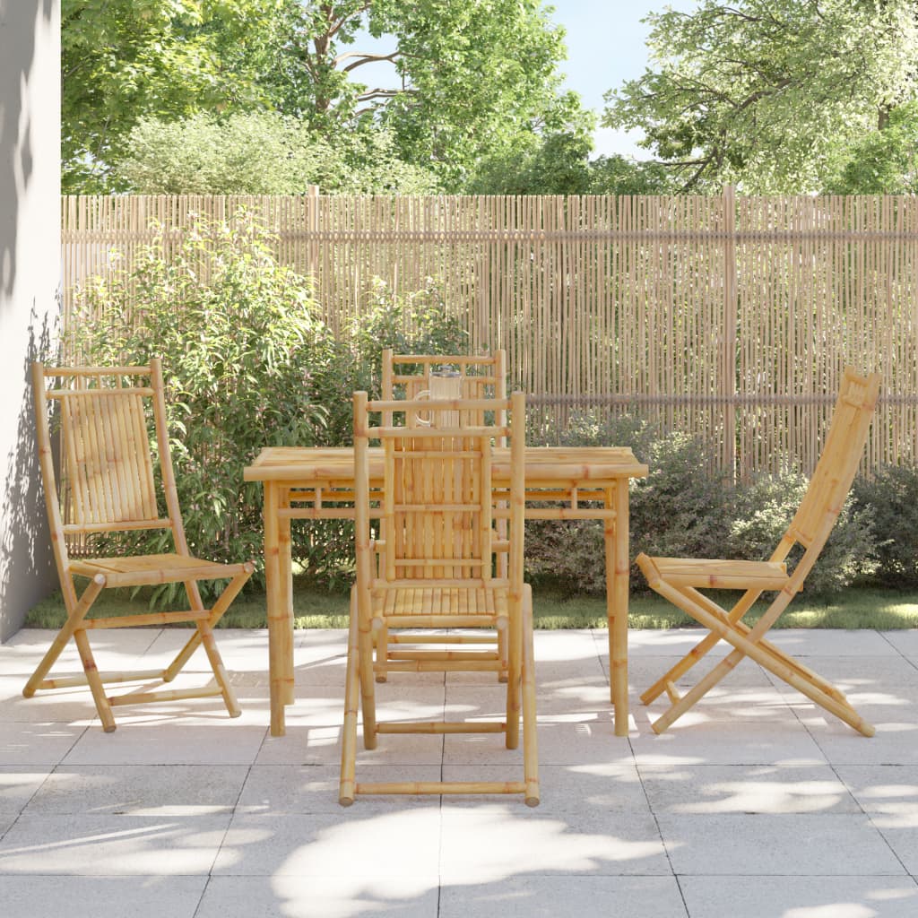 vidaXL 5 Piece Garden Dining Set Bamboo