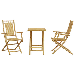 vidaXL 3 Piece Bistro Set Bamboo