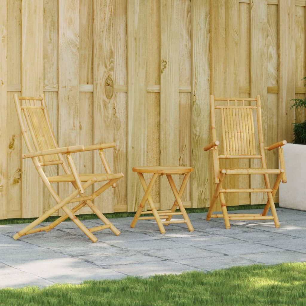 vidaXL 3 Piece Bistro Set Bamboo