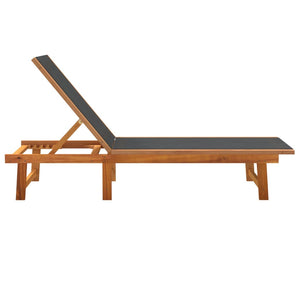 vidaXL Sun Loungers 2 pcs Black Solid Wood Acacia and Textilene