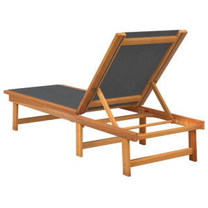 vidaXL Sun Loungers 2 pcs Black Solid Wood Acacia and Textilene