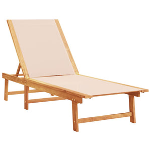 vidaXL Sun Loungers 2 pcs Cream Solid Wood Acacia and Textilene