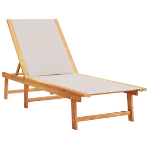 vidaXL Sun Loungers 2 pcs Grey Solid Wood Acacia and Textilene