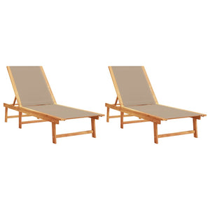 vidaXL Sun Loungers 2 pcs Taupe Solid Wood Acacia and Textilene