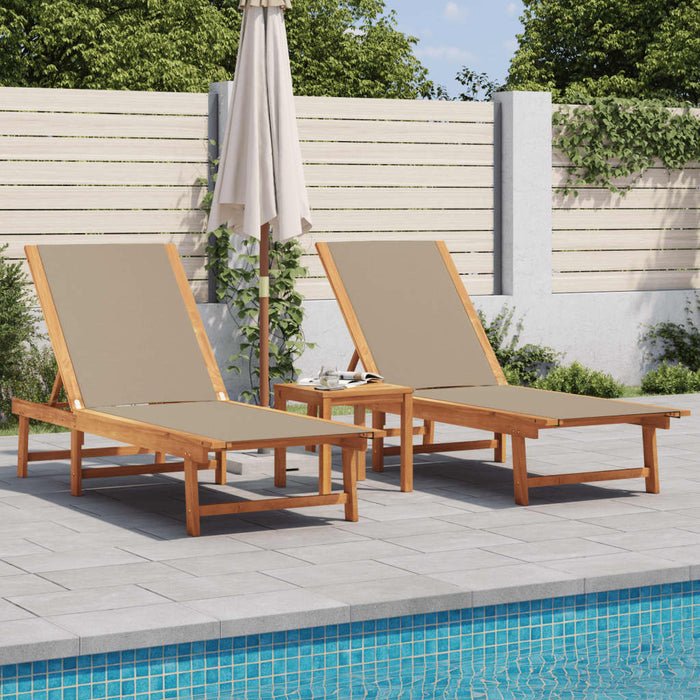 vidaXL Sun Loungers 2 pcs Taupe Solid Wood Acacia and Textilene