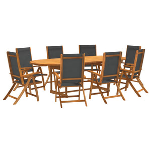 vidaXL 9 Piece Garden Dining Set Solid Wood Acacia and Textilene