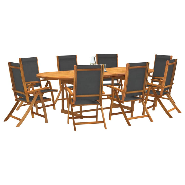 vidaXL 9 Piece Garden Dining Set Solid Wood Acacia and Textilene