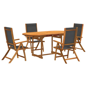 vidaXL 5 Piece Garden Dining Set Solid Wood Acacia and Textilene