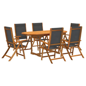 vidaXL 7 Piece Garden Dining Set Solid Wood Acacia and Textilene