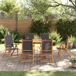 vidaXL 7 Piece Garden Dining Set Solid Wood Acacia and Textilene