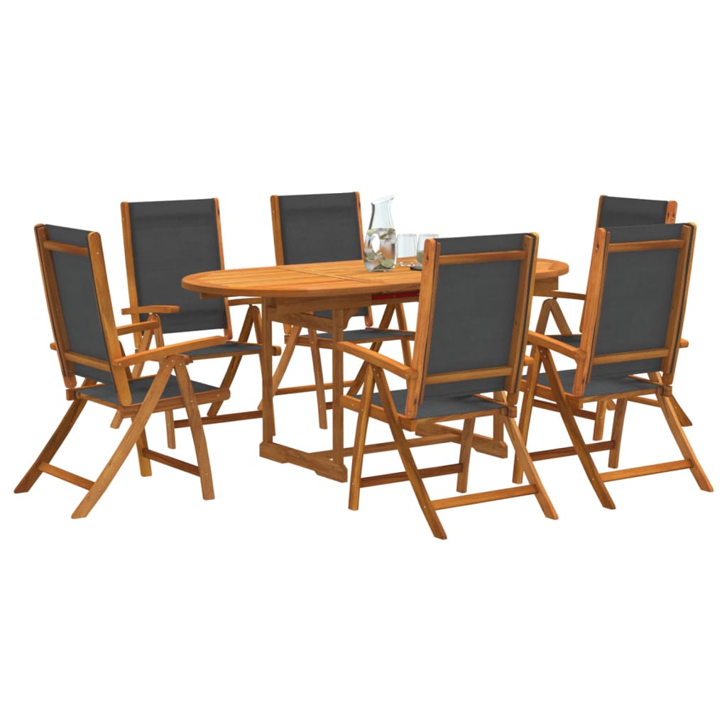 vidaXL 7 Piece Garden Dining Set Solid Wood Acacia and Textilene