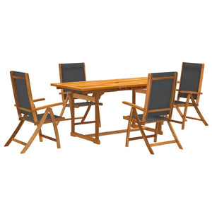 vidaXL 5 Piece Garden Dining Set Solid Wood Acacia and Textilene