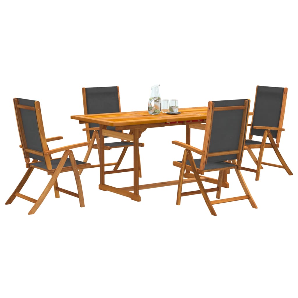 vidaXL 5 Piece Garden Dining Set Solid Wood Acacia and Textilene