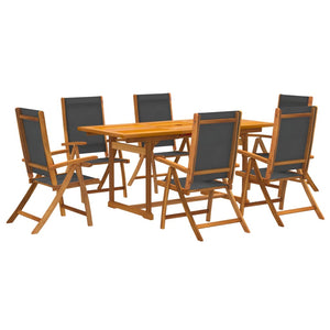 vidaXL 7 Piece Garden Dining Set Solid Wood Acacia and Textilene