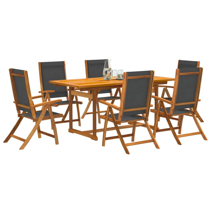 vidaXL 7 Piece Garden Dining Set Solid Wood Acacia and Textilene