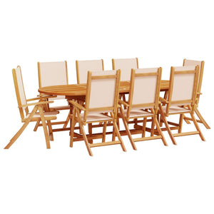 vidaXL 9 Piece Garden Dining Set Solid Wood Acacia and Textilene